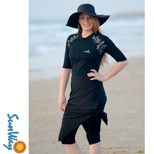 Womens Modest Swimsuit Swimwear 2 parts UV Sun Protection UPF 50