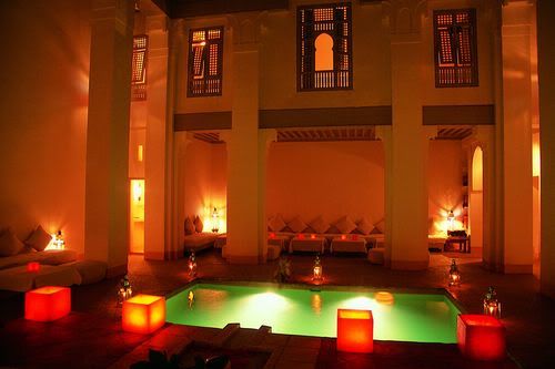 Riad AL Jazira - Swining pool in night (c) riadaljazira marrakech riad