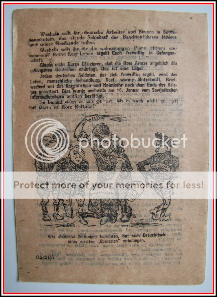 FUNNY WW2 WWII RUSSIAN PROPAGANDA LEAFLET   PUNISHMENT OF GERMAN 