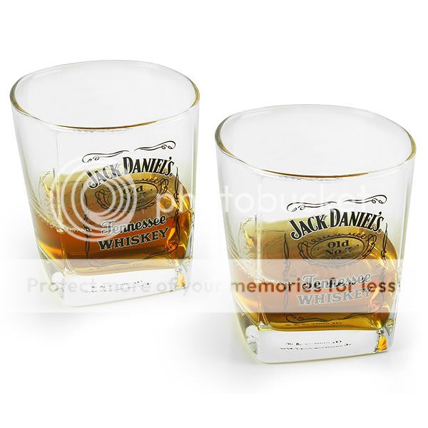 Jack Daniels Whiskey Glasses Set of 2 Collectible Glass Lot Collectors Glassware