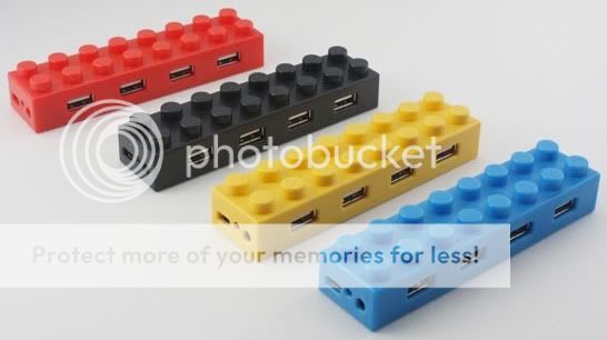   Lego Brick 4 Port High Speed USB 2.0 Hub Black/Red/Blue Cool PC Gadget