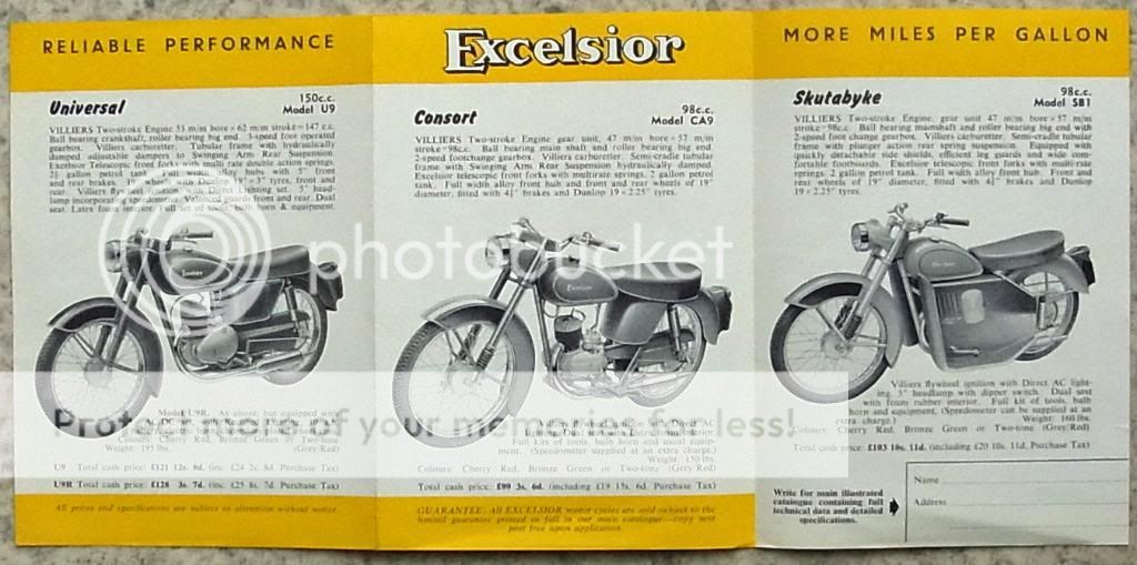 Excelsior Motorcycles Talisman Twin Abridged Sales Brochure C1951