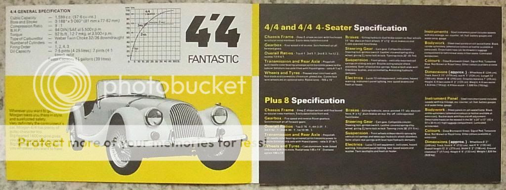 MORGAN 4/4 & Plus 8 Car Sales Brochure 1977 78  