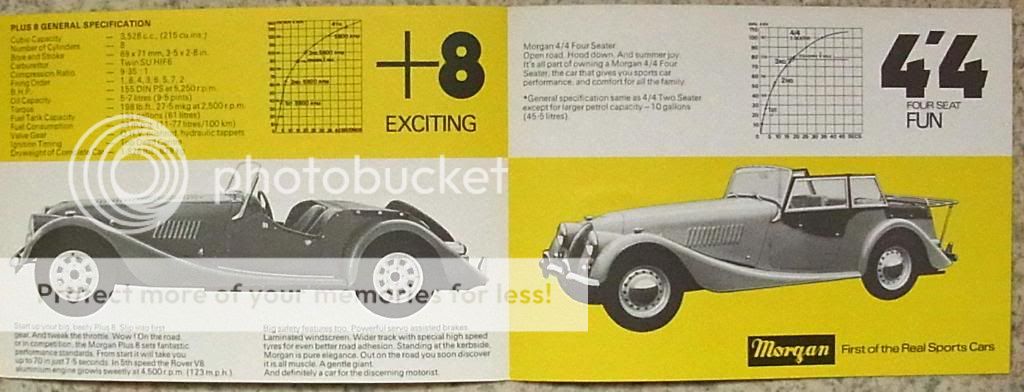 MORGAN 4/4 & Plus 8 Car Sales Brochure 1977 78  