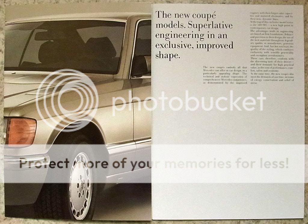 Mercedes Benz 420 500 560 Sec Car Sales Brochure Jan 1986 MKP6701