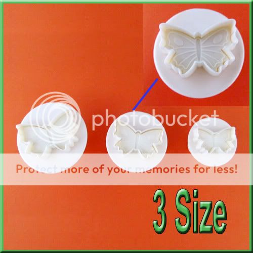 3x Butterfly Cake Pastry Cutter Plunger Fondant Sugarcraft Decorating 