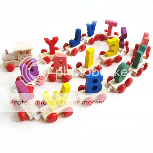   Name Train Engine 26 Alphabet Railway Kids Educational Wood Toy  