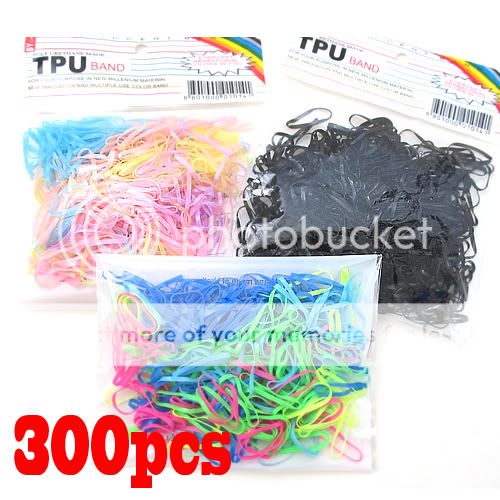 300pcs Rubber Hairband Rope Ponytail Holder Elastic Hair Band Ties 