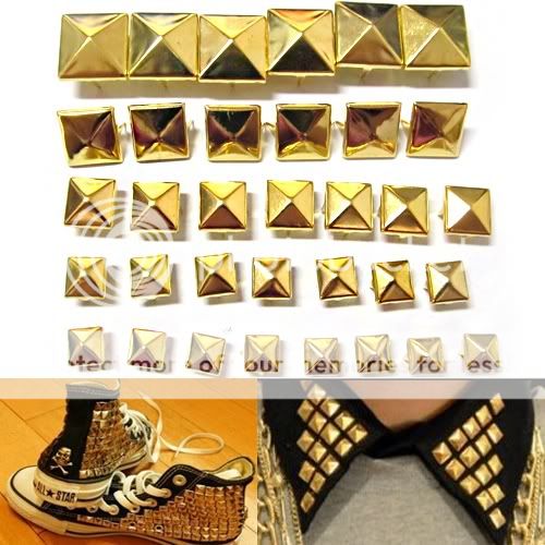   8mm 10mm 12mm 15mm Gold Pyramid Spikes Rock Shoes Clothes Golden Studs