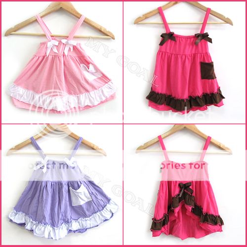 Baby Girl Kids Ruffle Strap Tops Dress Pants Bloomers Nappy Cover Outfit Clothes