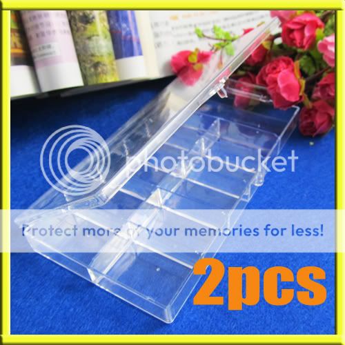 Acrylic Clear False Nail Tips Jewelry Gems Empty Compartment Storage 