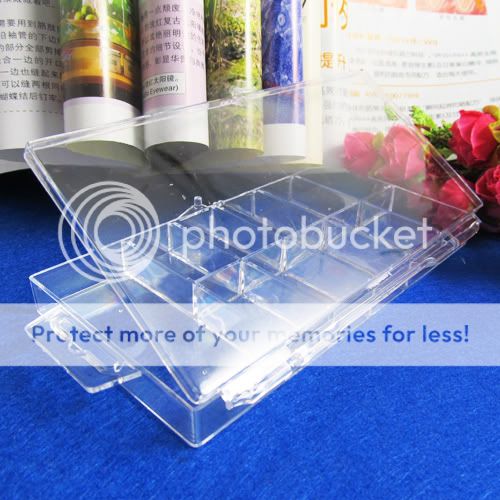 Acrylic Clear False Nail Tips Jewelry Gems Empty Compartment Storage 