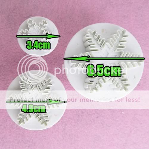 3x Snowflake Cookies Biscuit Cake Decorating Plunger Cutter Sugarcraft 