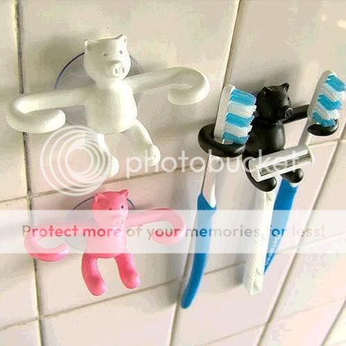 Home Bathroom Pig Toothbrush SpinBrush Shaving Razor Suction Hook 