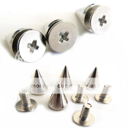   Cone Screwback Spikes Studs Clothes Punk Bag Belt Shoe 12Pcs  