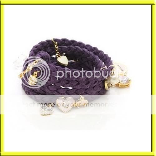 Hemp Heart Shell Leather Weave Braided Bracelet Wristband Strap Wrap Women Gift