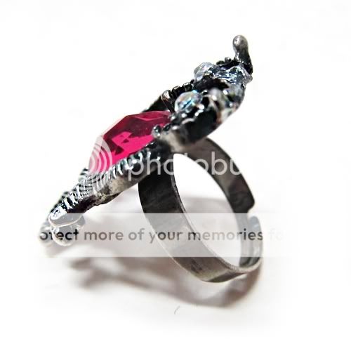 Color Vintage Crystal Gemstone Owl Finger Ring Adjustable Women 