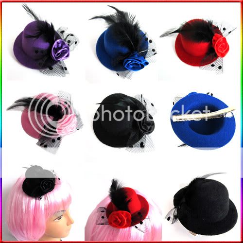  Feather Hair Clip Mini Top Hat Fascinator Cocktail Party Decor New