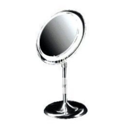 Satin Nickel Pedestal 5X Magnification Adjustable Light Stand Makeup